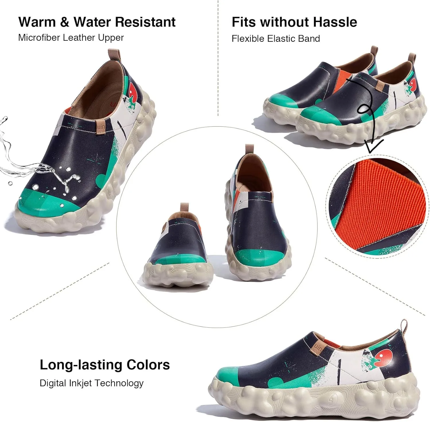 UIN Women's Fashion Sneakers Slip On Walking Art Travel Shoes Toledo Ⅵ Rainbow Crush 2