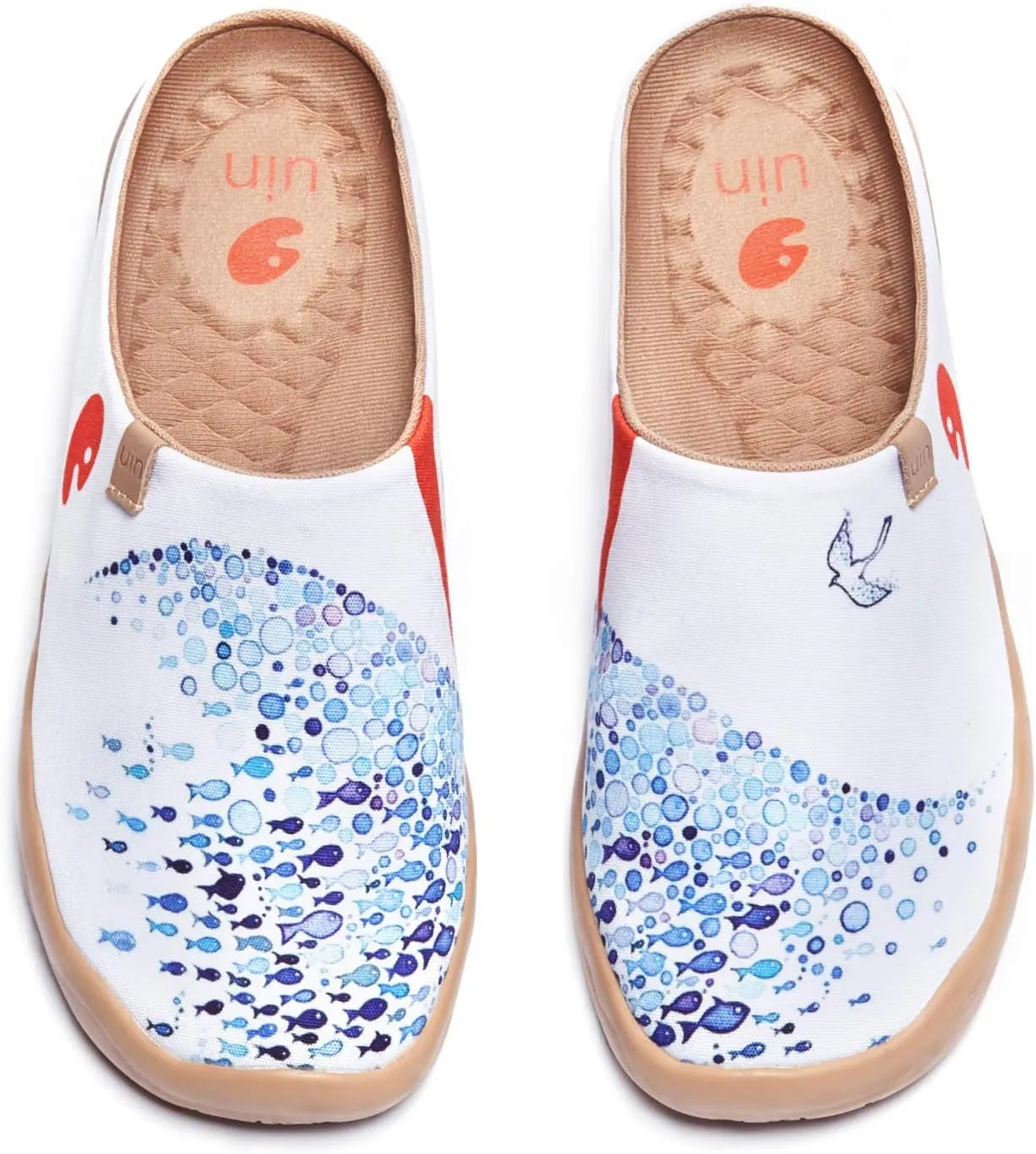 UIN Women's Slip On Mules Comfortable Flat Lightweight Wide Toe Clog Casual Art Painted Travel Shoes Malaga Series