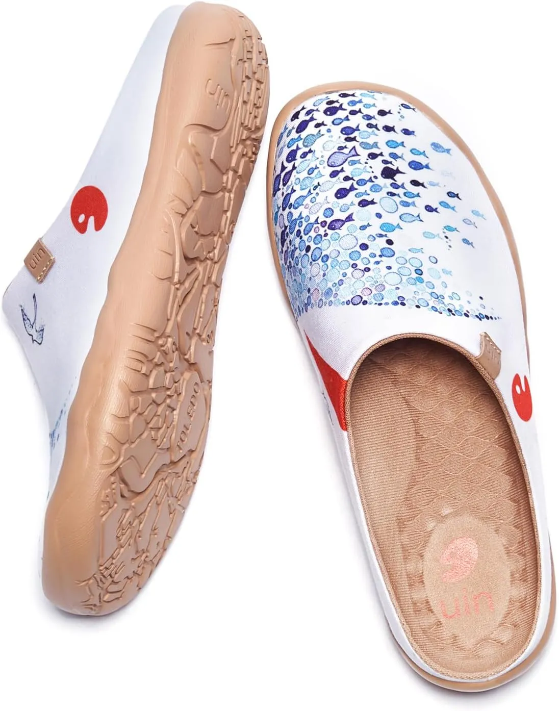 UIN Women's Slip On Mules Comfortable Flat Lightweight Wide Toe Clog Casual Art Painted Travel Shoes Malaga Series