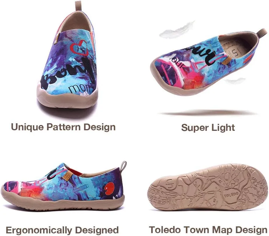 UIN Women's Slip On Sneakers Casual Loafers Knitted Art Painted Comfort Soft Walking Shoes