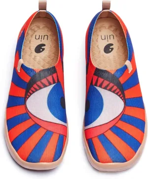 UIN Women's Slip On Sneakers Casual Loafers Knitted Art Painted Comfort Soft Walking Shoes