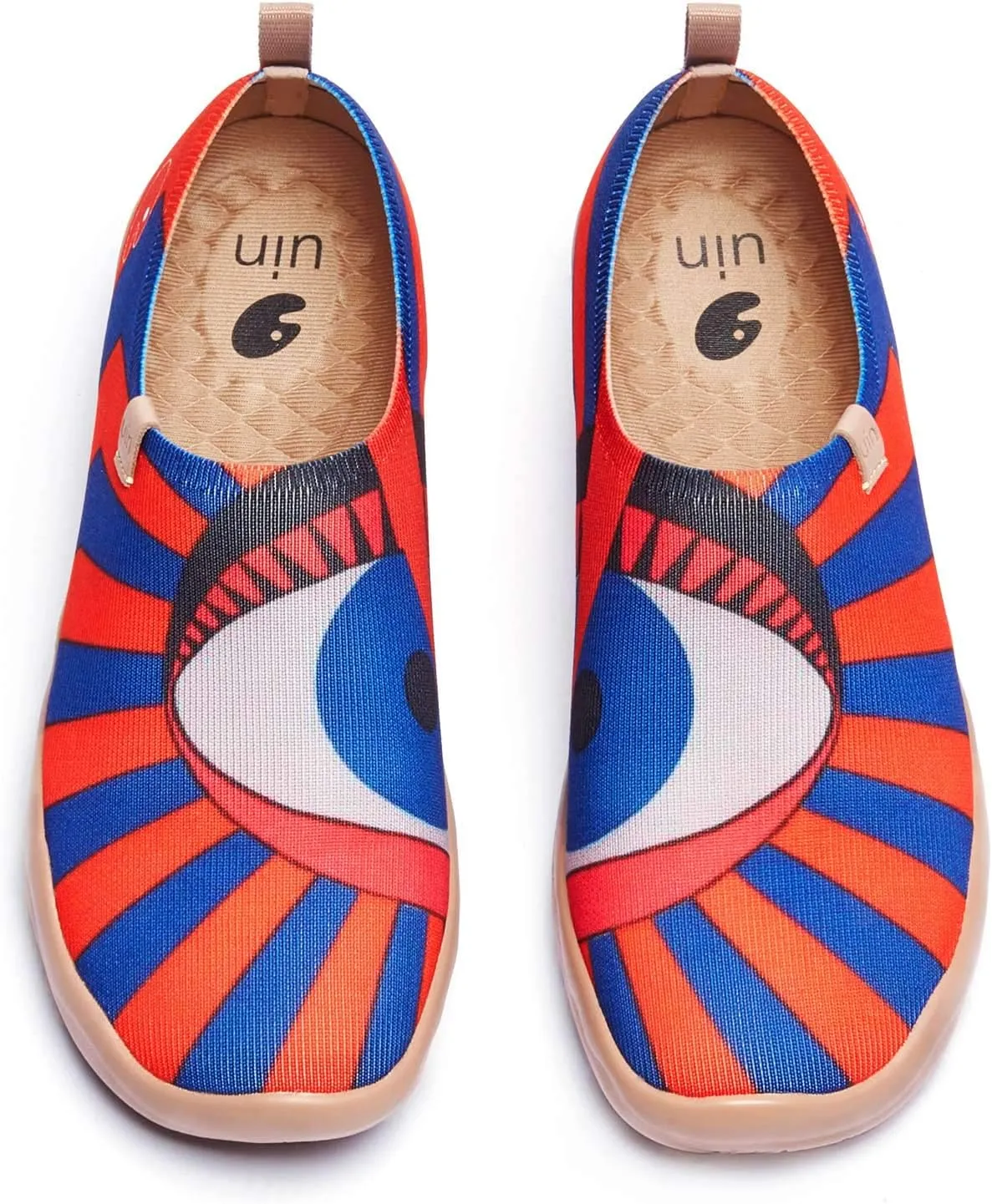 UIN Women's Slip On Sneakers Casual Loafers Knitted Art Painted Comfort Soft Walking Shoes