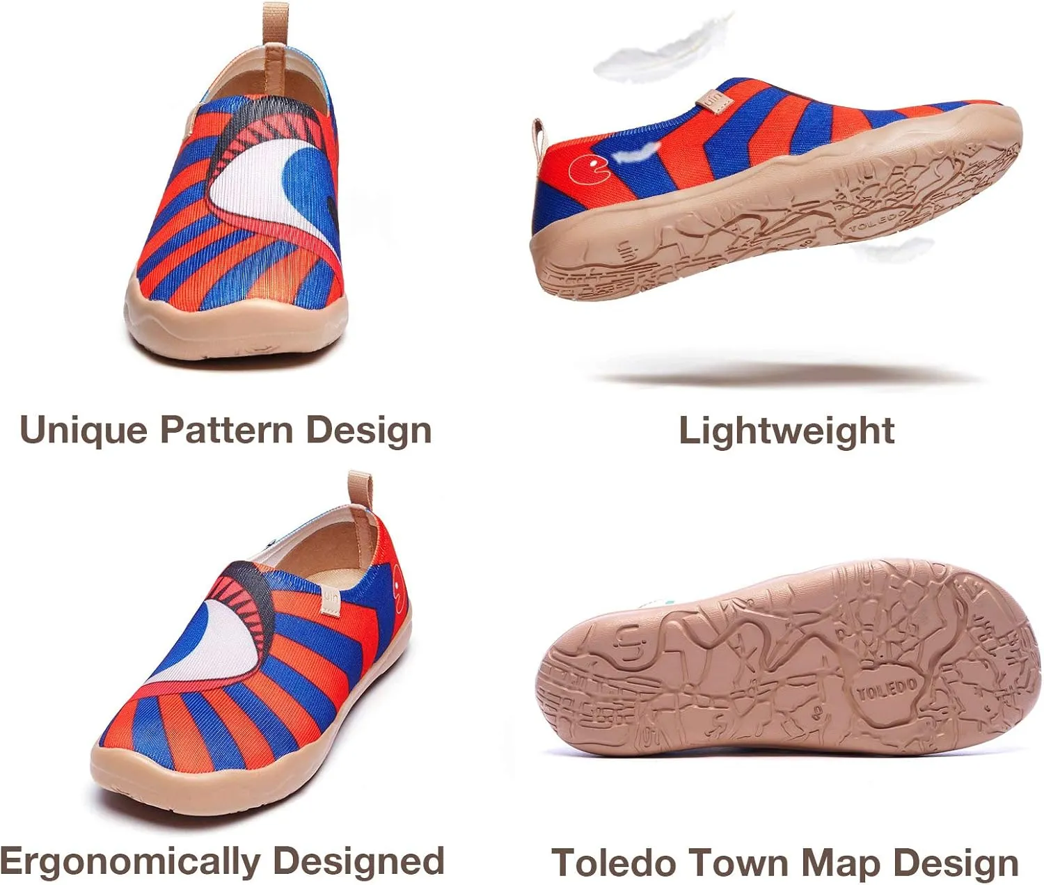 UIN Women's Slip On Sneakers Casual Loafers Knitted Art Painted Comfort Soft Walking Shoes