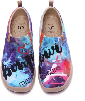 UIN Women's Slip On Sneakers Casual Loafers Knitted Art Painted Comfort Soft Walking Shoes