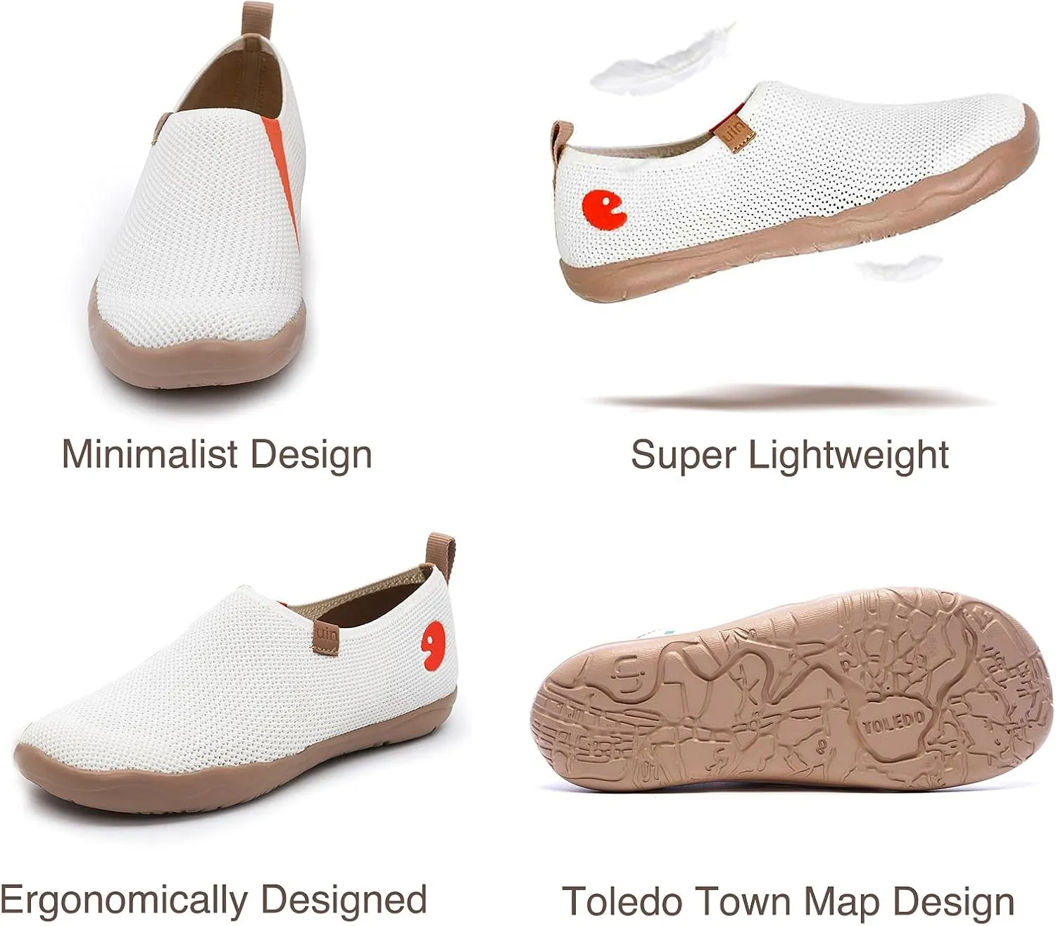 UIN Women's Slip Ons Lightweight Flats Sneakers Walking Casual Loafers Solid Color Travel Shoes