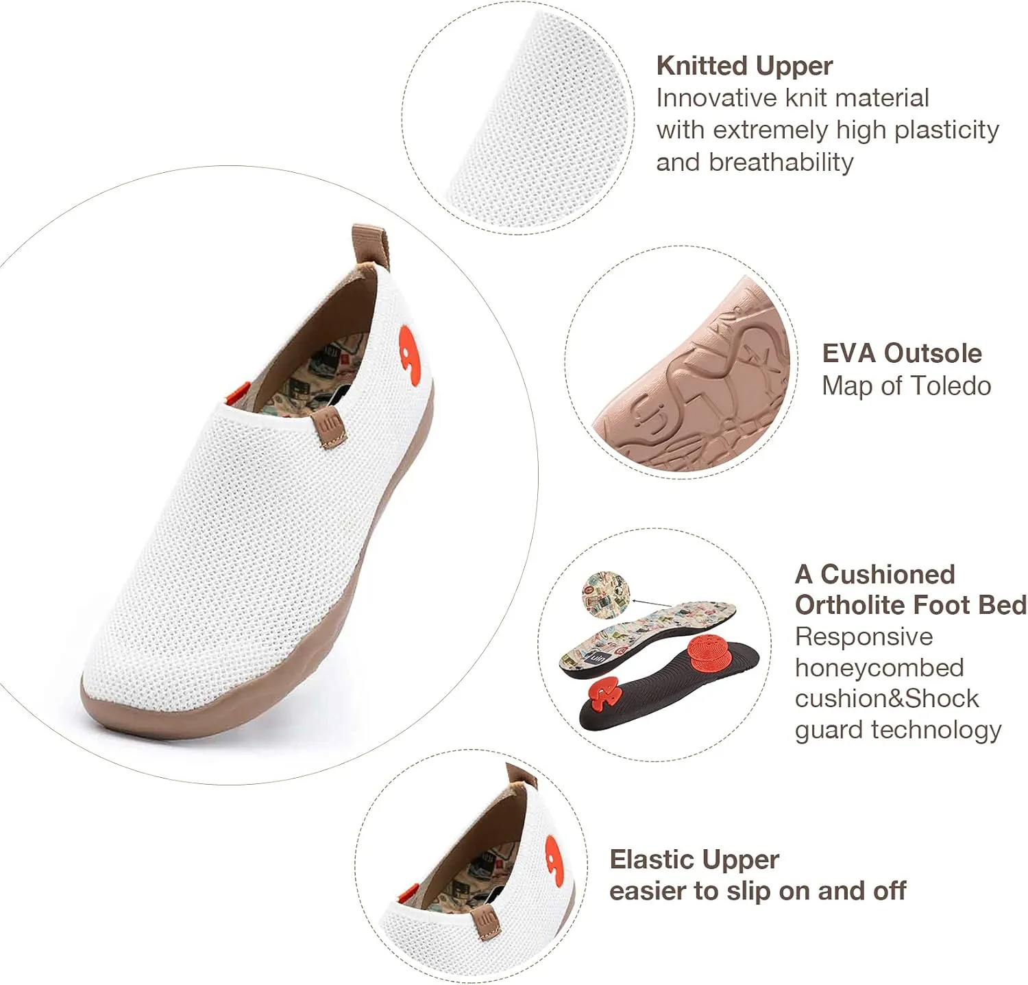 UIN Women's Slip Ons Lightweight Flats Sneakers Walking Casual Loafers Solid Color Travel Shoes
