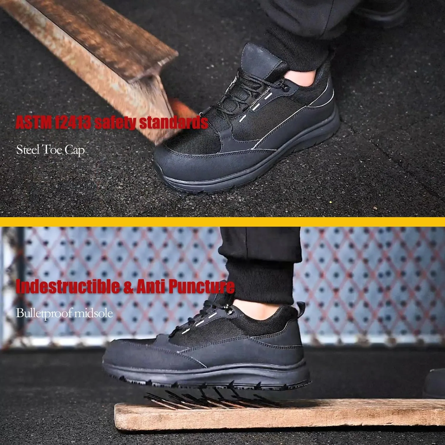 ulogu Steel Toe Shoes for Men Women丨Waterproof Lightweight Roofing Shoe丨Safety Industrial Work Sneakers