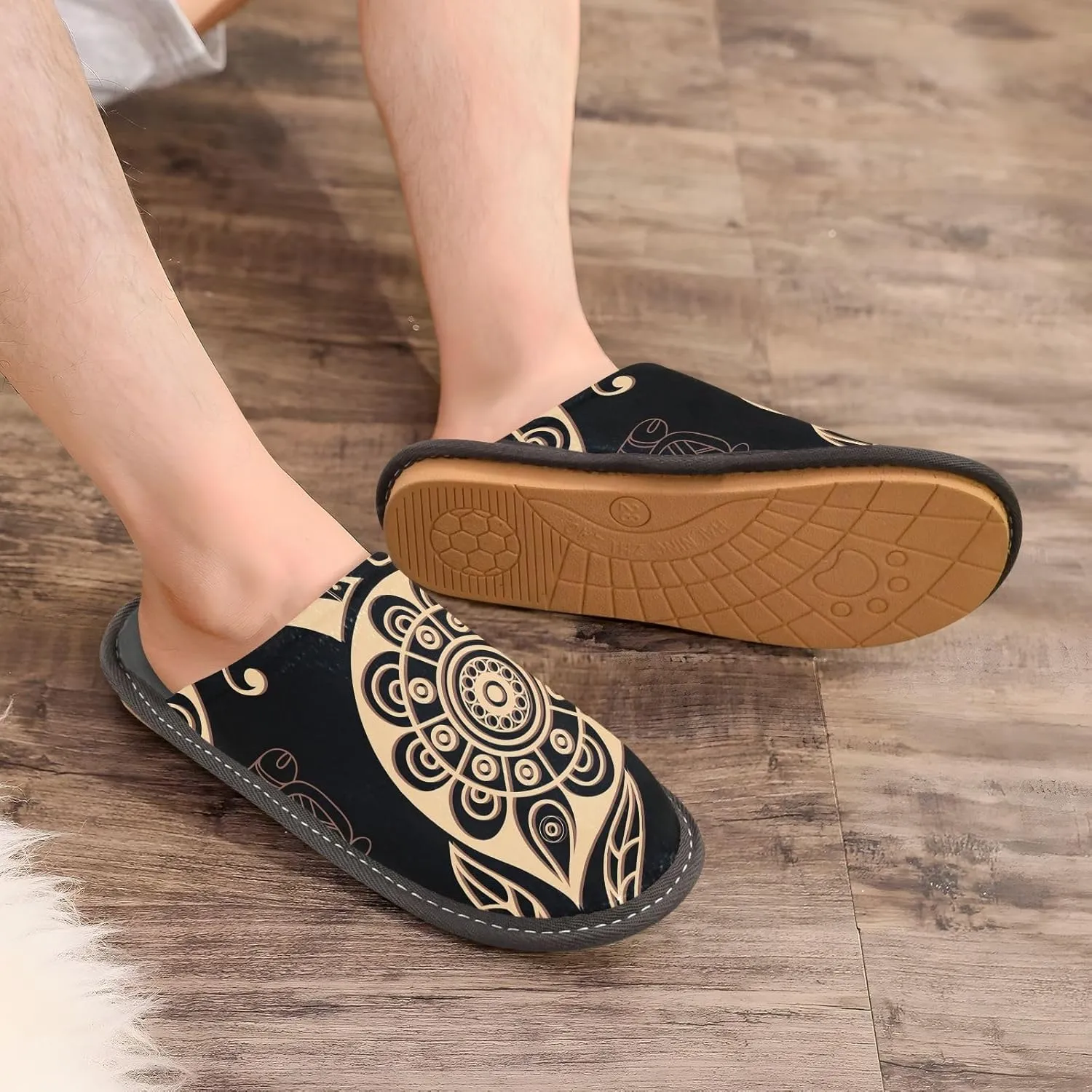 Unisex Fuzzy Foam Slippers Non-Skid Slip-on Soft Warm Sole Fleece Shoes 4-11