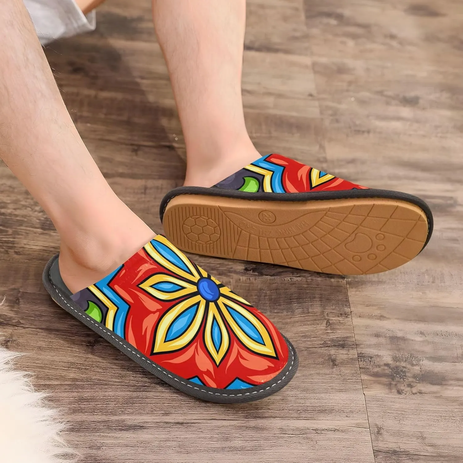 Unisex Fuzzy Foam Slippers Non-Skid Slip-on Soft Warm Sole Fleece Shoes 4-11