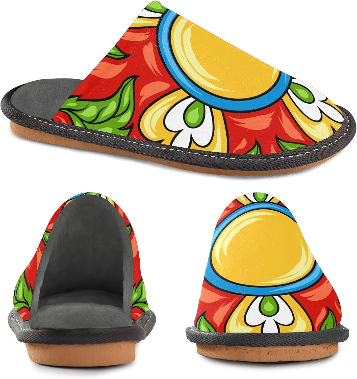 Unisex Fuzzy Foam Slippers Non-Skid Slip-on Soft Warm Sole Fleece Shoes 4-11