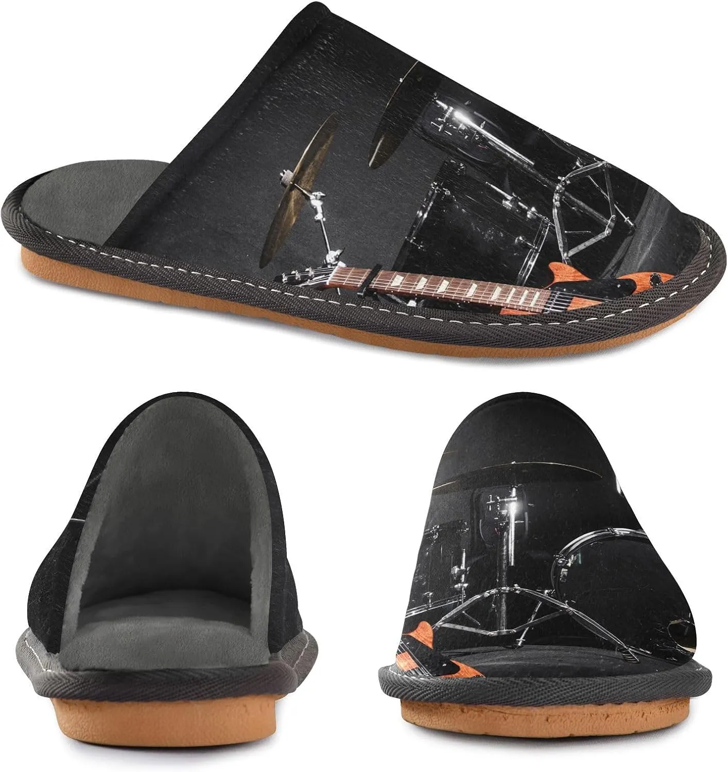 Unisex Fuzzy Foam Slippers Non-Skid Slip-on Soft Warm Sole Fleece Shoes 4-11