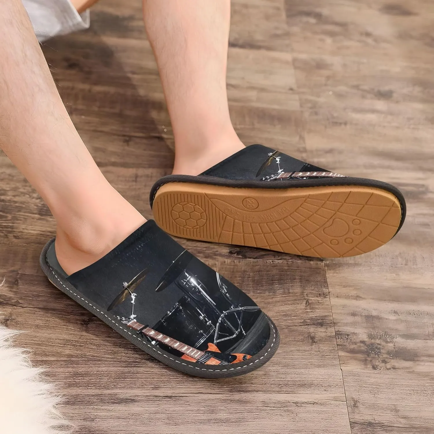 Unisex Fuzzy Foam Slippers Non-Skid Slip-on Soft Warm Sole Fleece Shoes 4-11