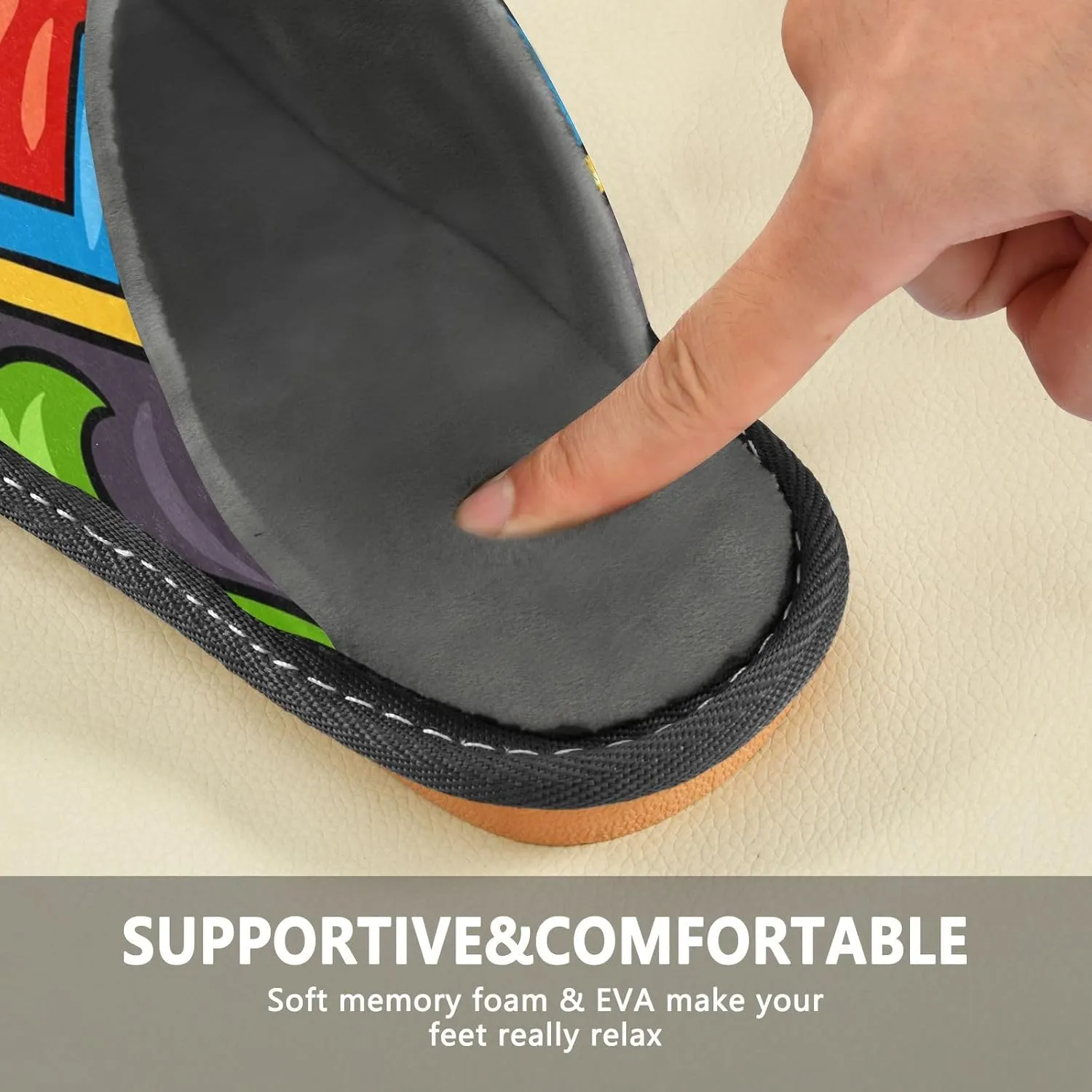 Unisex Fuzzy Foam Slippers Non-Skid Slip-on Soft Warm Sole Fleece Shoes 4-11