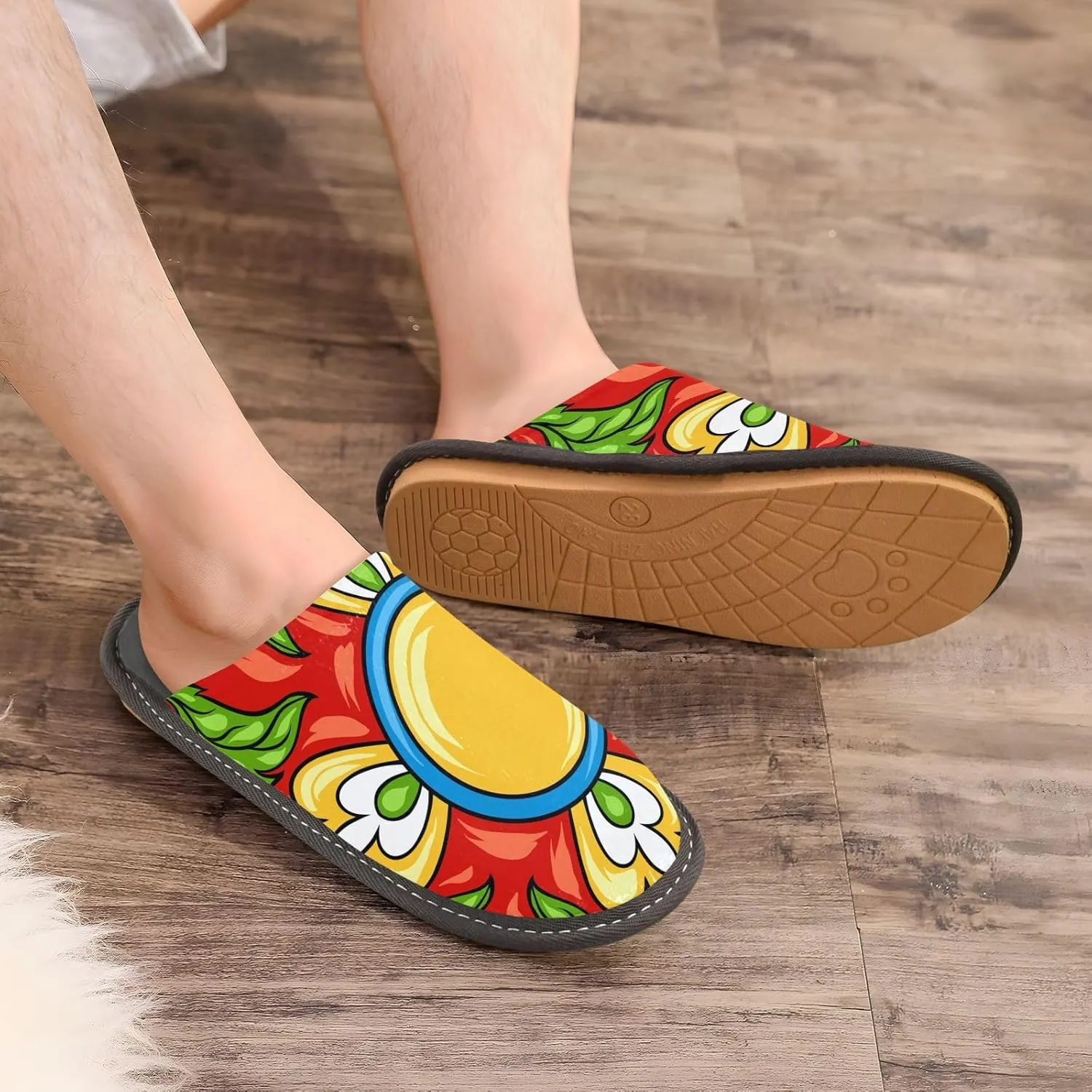 Unisex Fuzzy Foam Slippers Non-Skid Slip-on Soft Warm Sole Fleece Shoes 4-11