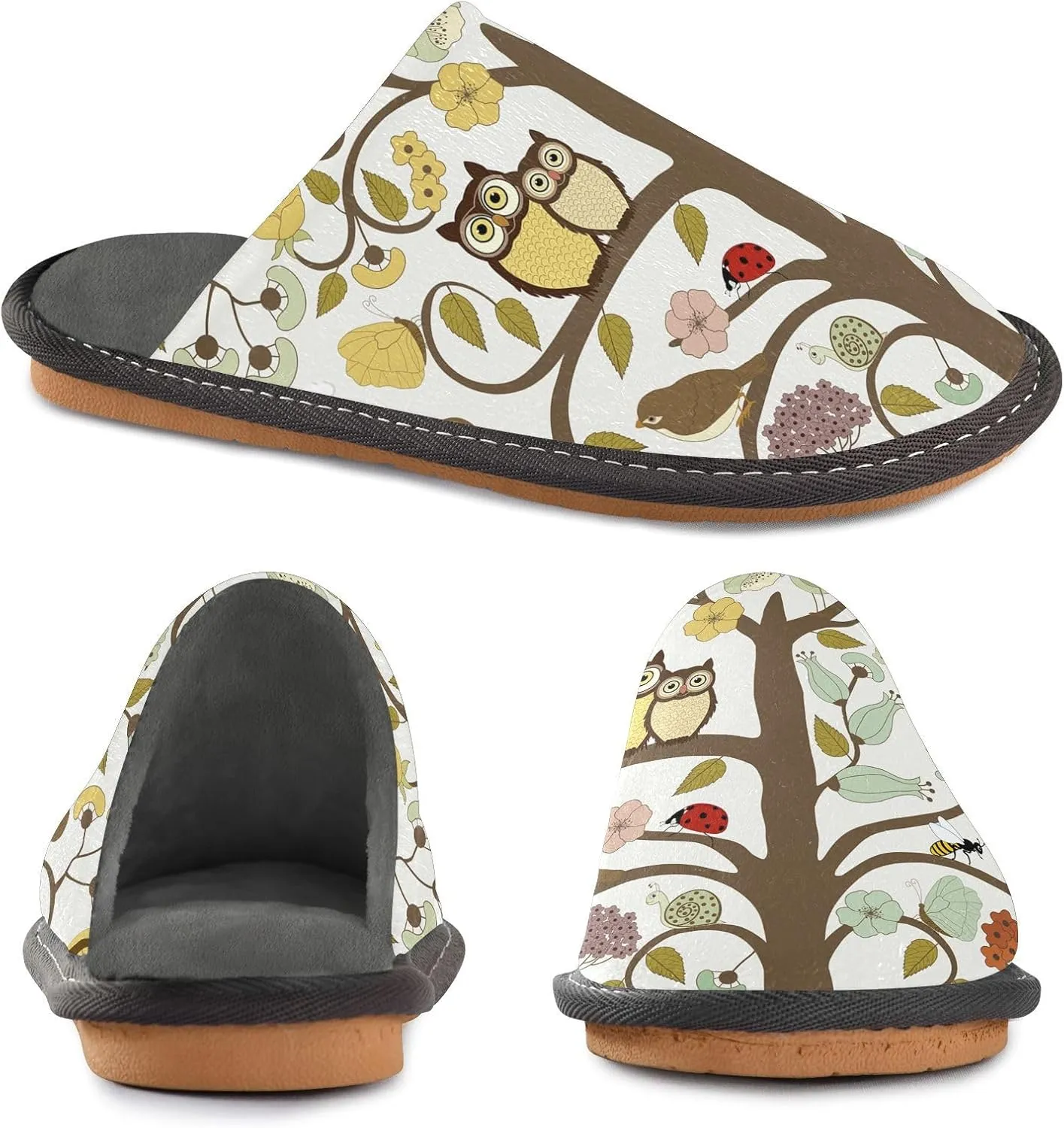 Unisex Fuzzy Foam Slippers Non-Skid Slip-on Soft Warm Sole Fleece Shoes 4-11
