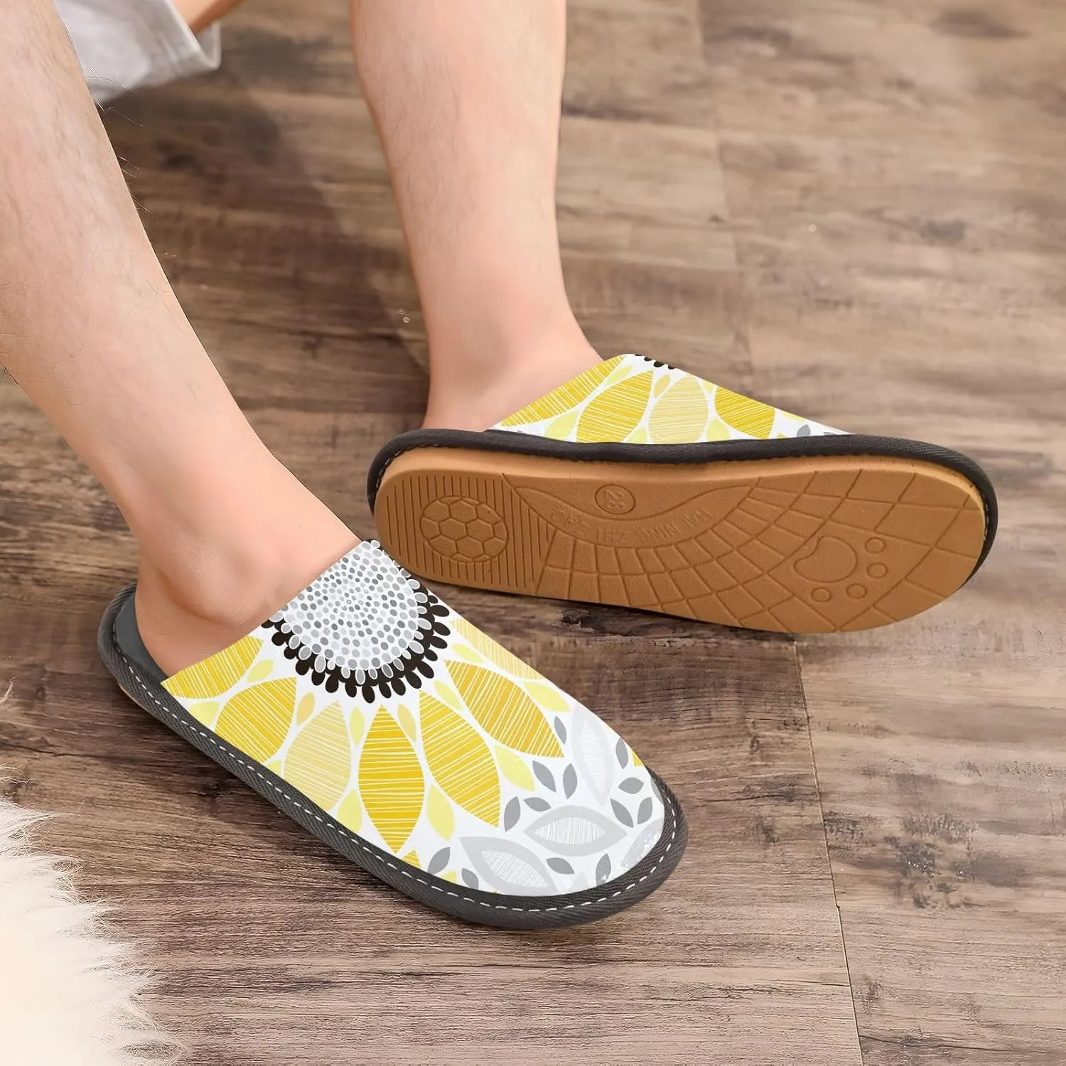 Unisex Fuzzy Foam Slippers Non-Skid Slip-on Soft Warm Sole Fleece Shoes 4-11
