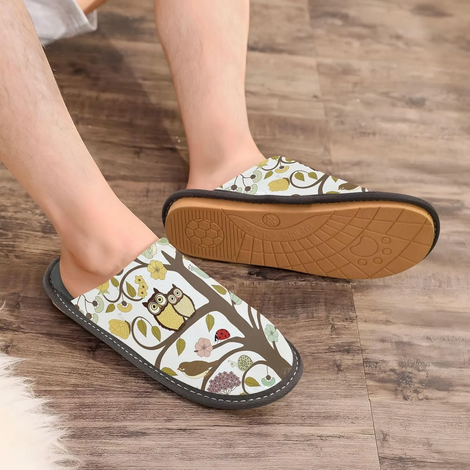 Unisex Fuzzy Foam Slippers Non-Skid Slip-on Soft Warm Sole Fleece Shoes 4-11