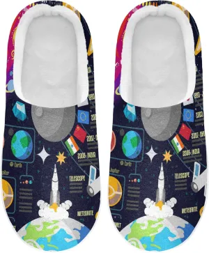 Unisex Memory Foam House Slippers Non-Skid Soft Warm Sole Coral Fleece Slip-on Closed Toe Hand Free Shoes for Bedroom Travel 6-17