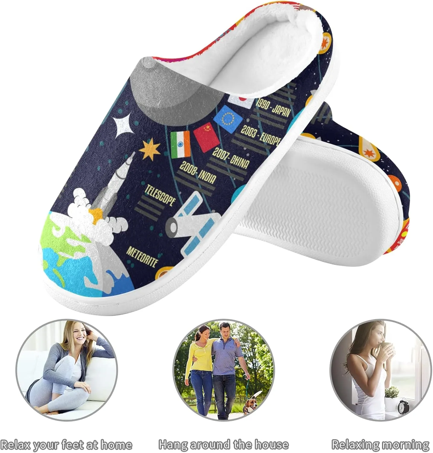 Unisex Memory Foam House Slippers Non-Skid Soft Warm Sole Coral Fleece Slip-on Closed Toe Hand Free Shoes for Bedroom Travel 6-17