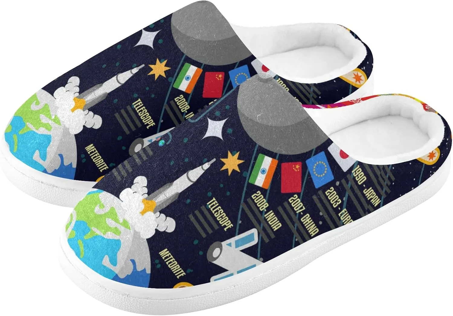 Unisex Memory Foam House Slippers Non-Skid Soft Warm Sole Coral Fleece Slip-on Closed Toe Hand Free Shoes for Bedroom Travel 6-17