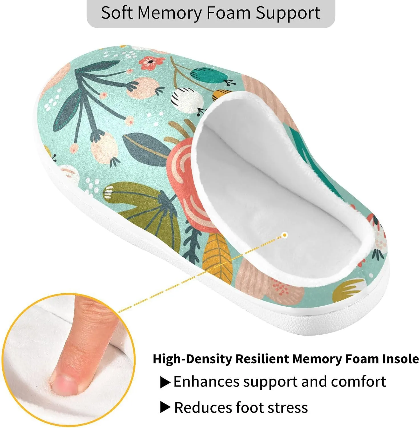 Unisex Memory Foam Slippers Non-Skid Slip-on Soft Warm Sole Fleece Shoes 6-17