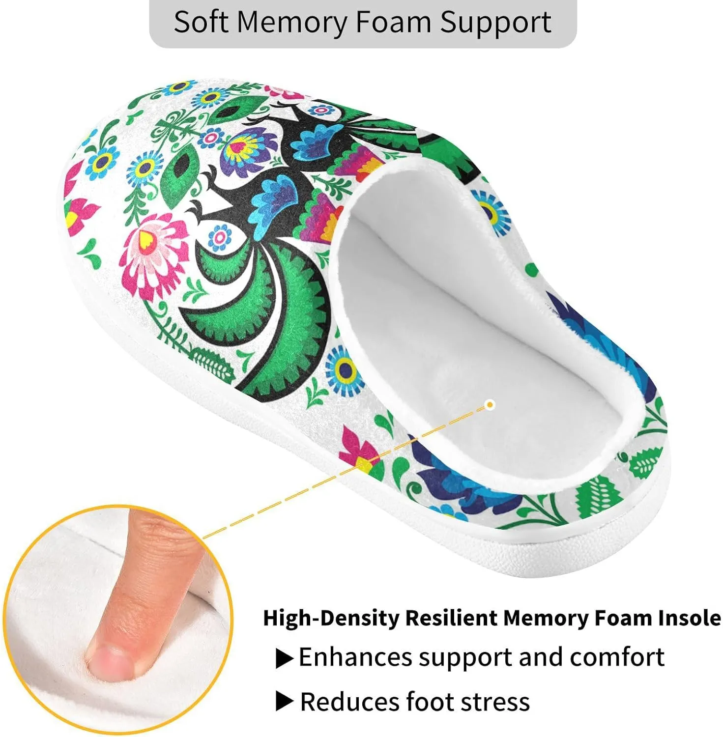 Unisex Memory Foam Slippers Non-Skid Slip-on Soft Warm Sole Fleece Shoes 6-17