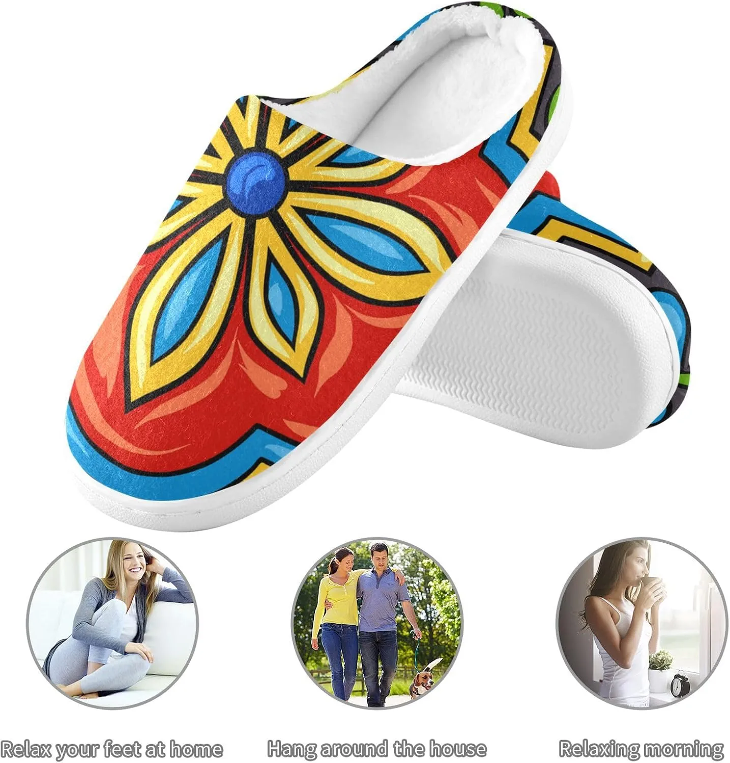 Unisex Memory Foam Slippers Non-Skid Slip-on Soft Warm Sole Fleece Shoes 6-17