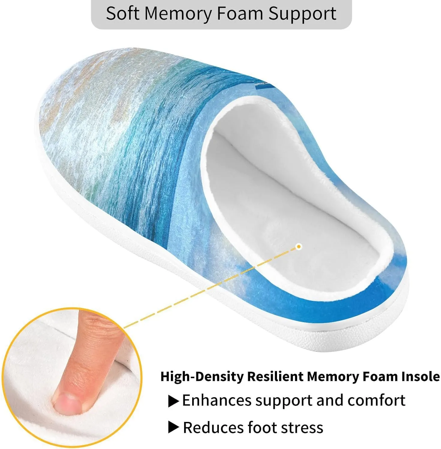 Unisex Memory Foam Slippers Non-Skid Slip-on Soft Warm Sole Fleece Shoes 6-17