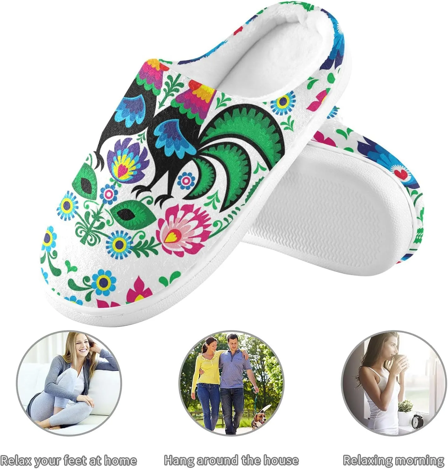 Unisex Memory Foam Slippers Non-Skid Slip-on Soft Warm Sole Fleece Shoes 6-17