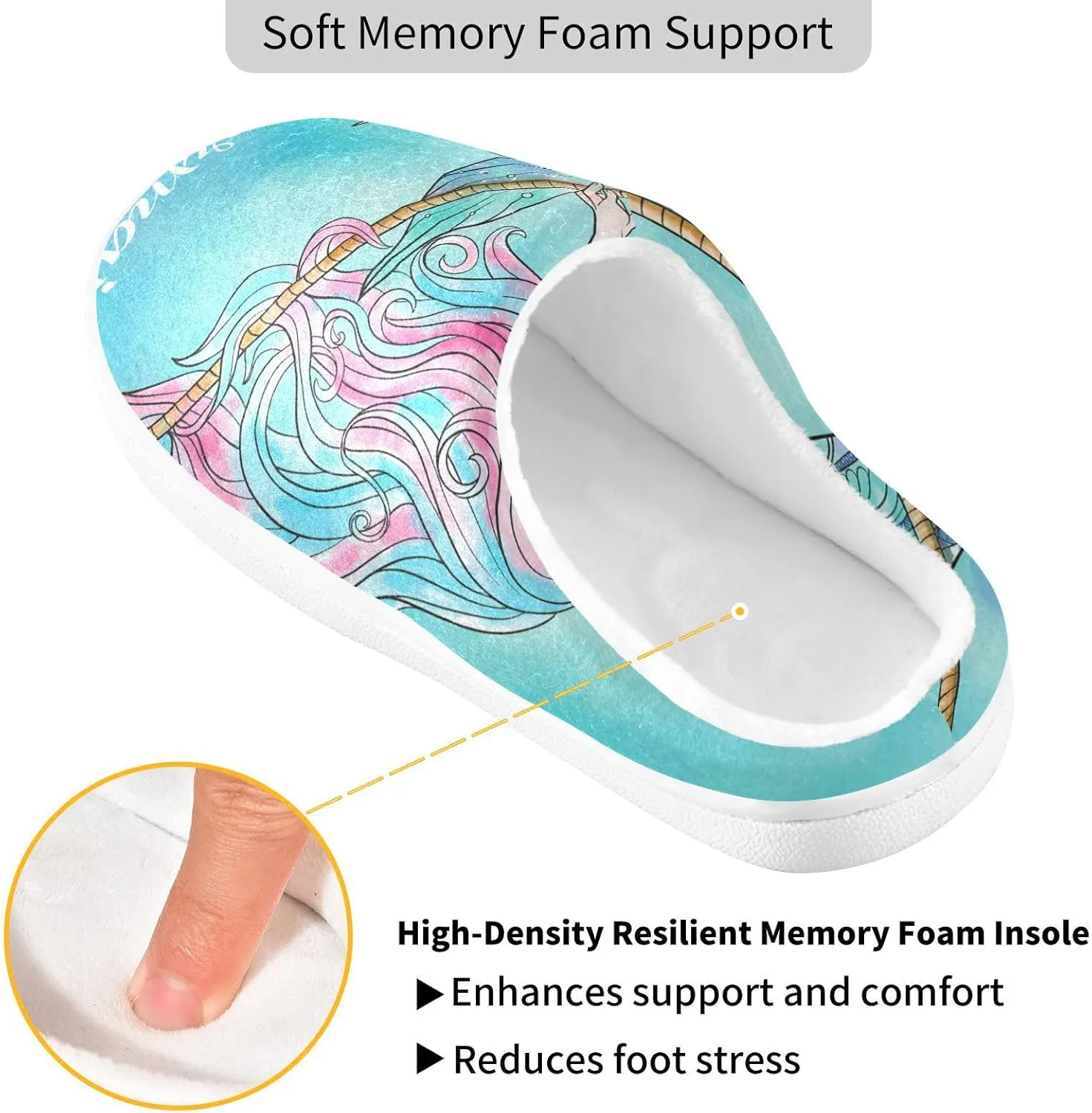 Unisex Memory Foam Slippers Non-Skid Slip-on Soft Warm Sole Fleece Shoes 6-17