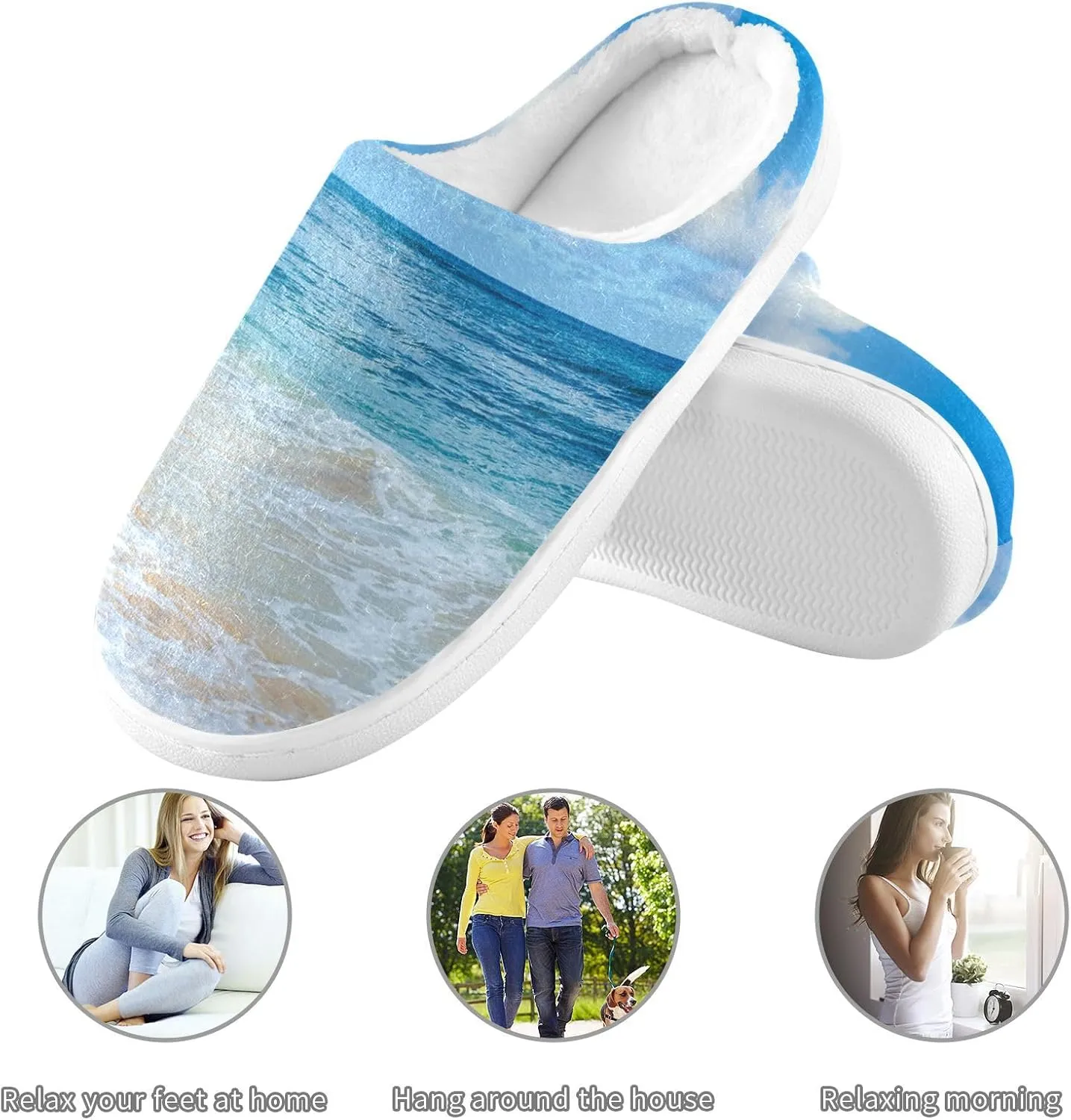 Unisex Memory Foam Slippers Non-Skid Slip-on Soft Warm Sole Fleece Shoes 6-17