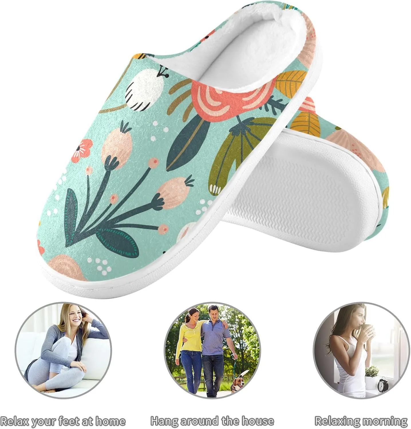 Unisex Memory Foam Slippers Non-Skid Slip-on Soft Warm Sole Fleece Shoes 6-17