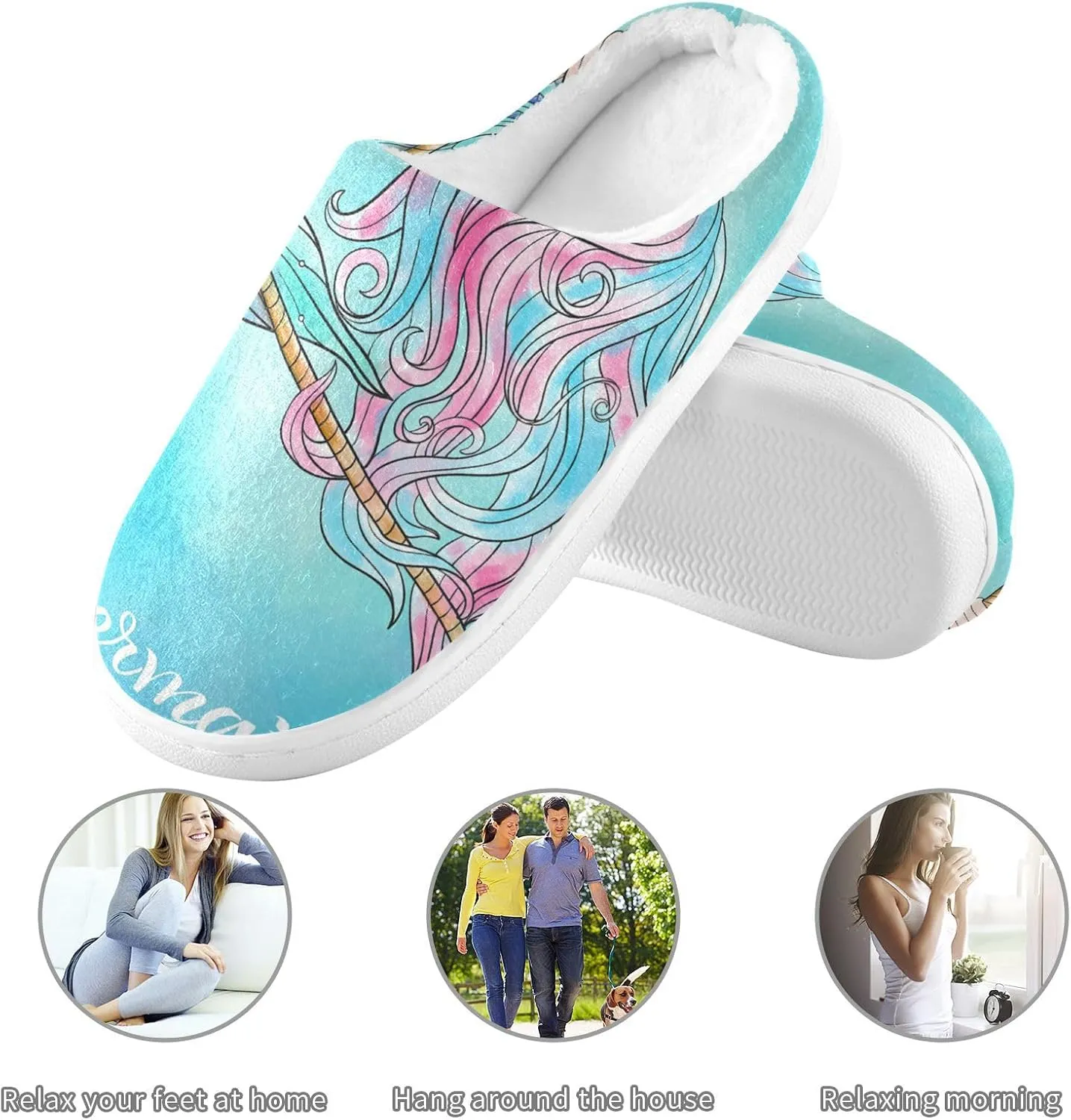 Unisex Memory Foam Slippers Non-Skid Slip-on Soft Warm Sole Fleece Shoes 6-17