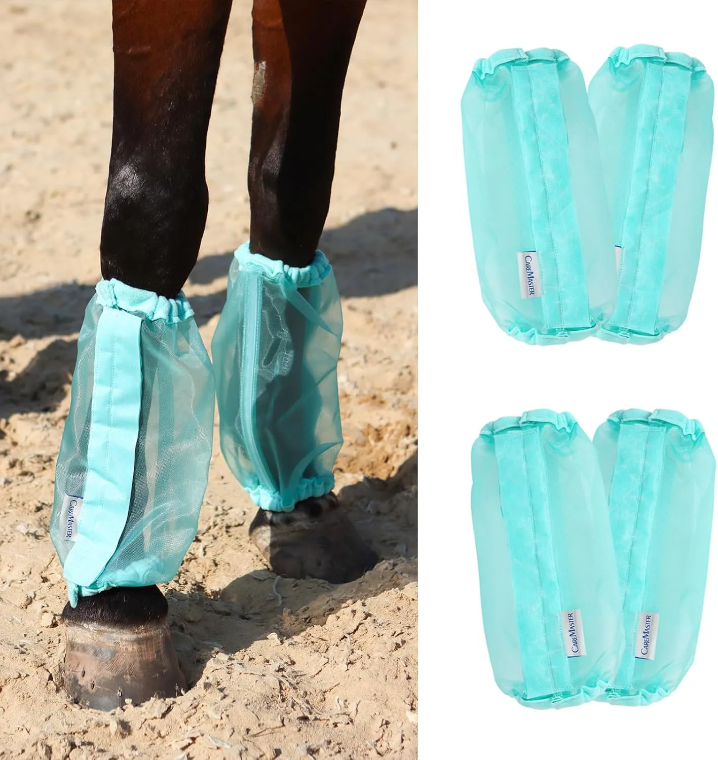 Universal Size Horse Leggings Fine Mesh Greatly Reduce Stomping Breathable Horse Boots Leg Wraps (Set of 4) Summer Mint