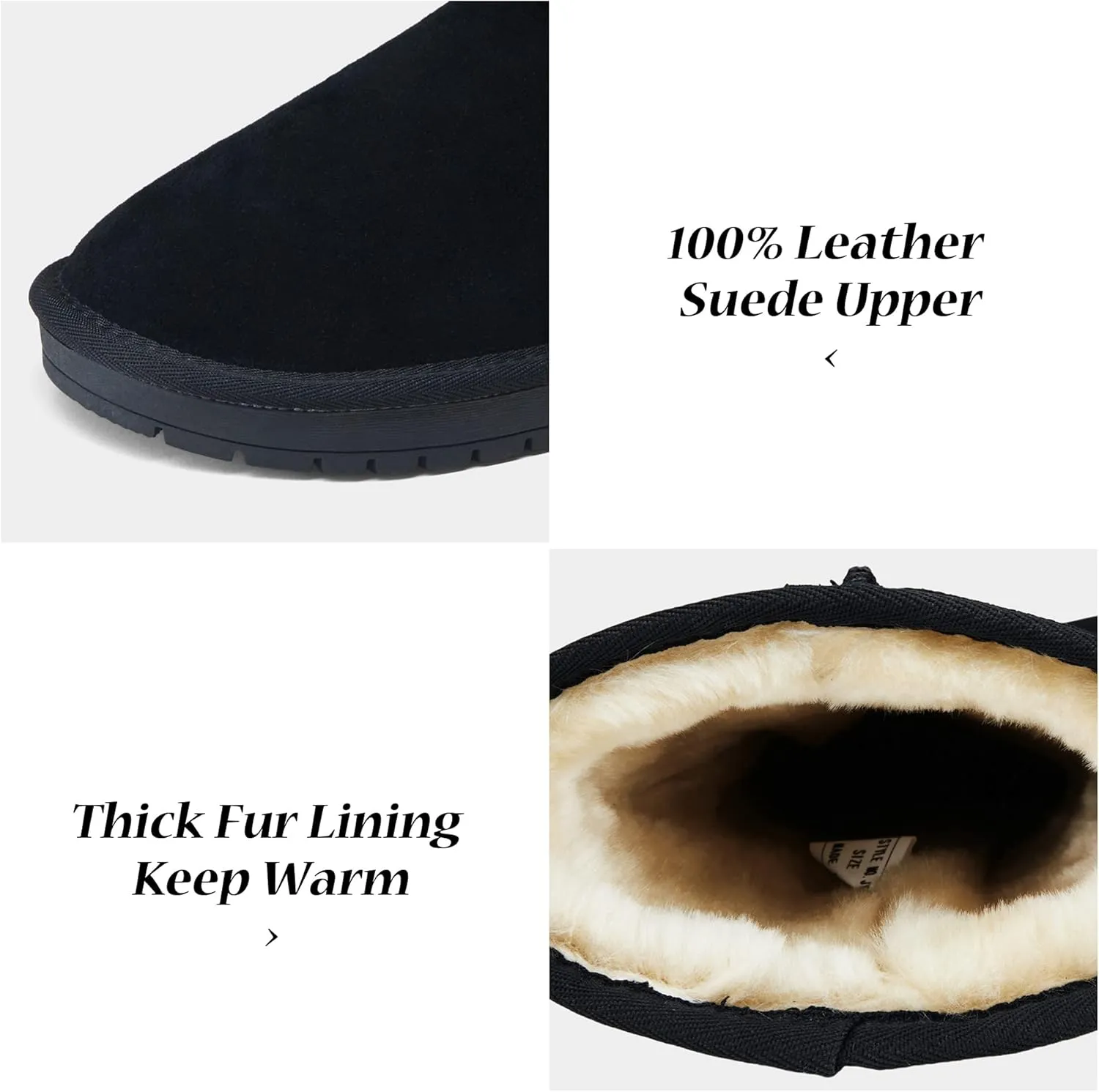 Vepose Women's Winter Snow Boots Warm Fur Mid Calf Tall Suede Fuzzy Slip on Shoes