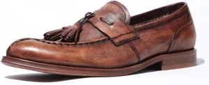 Vintage Tassel Loafers， Mens Manual Slip-On Urban Walking Moccasin Comfortable Leather Shoes,Brown- 44/UK 9.5/US 10