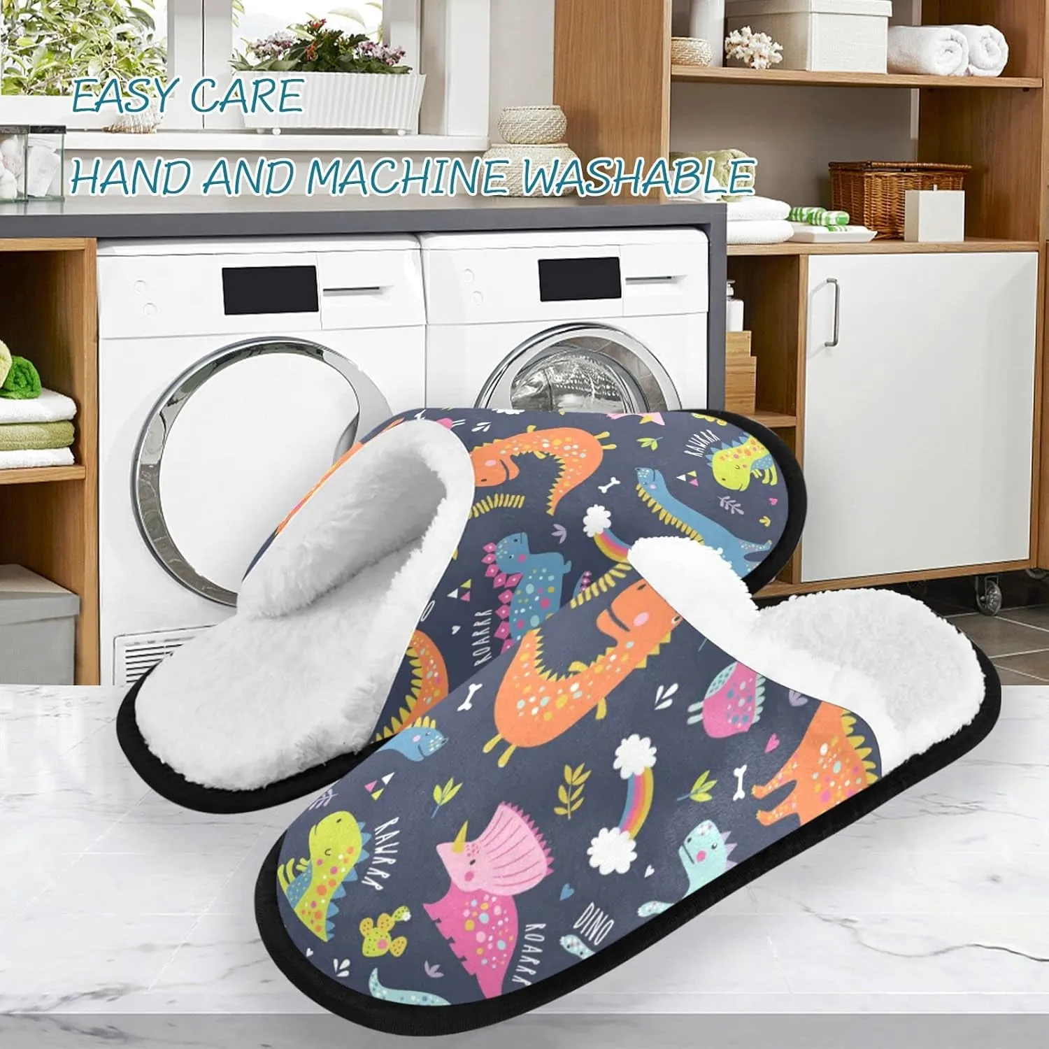 visesunny Slippers for Women Mens Funny Winter Warm Memory Foam Cotton Home Slippers Soft Plush Fleece Slip on House Slippers Unisex