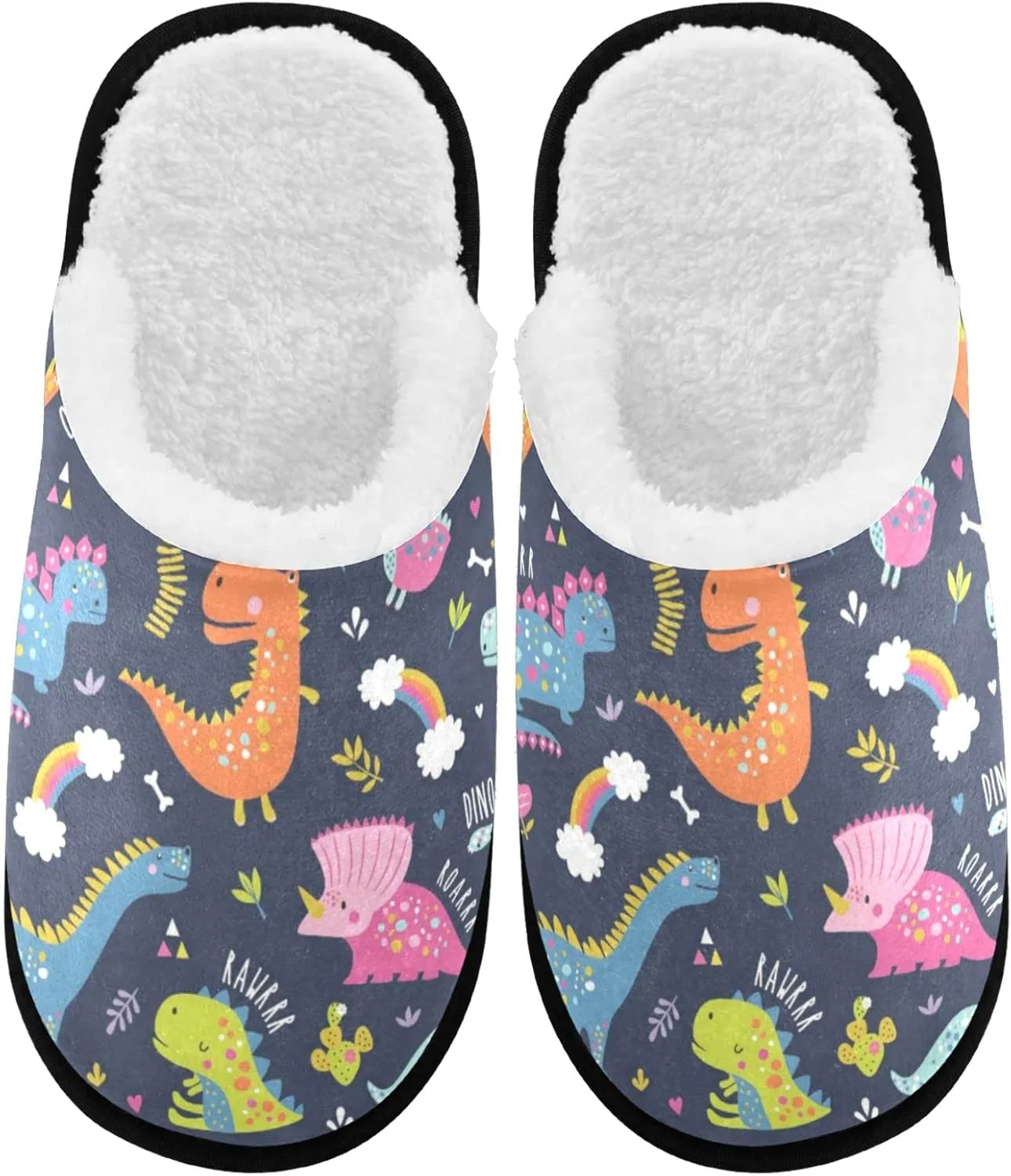 visesunny Slippers for Women Mens Funny Winter Warm Memory Foam Cotton Home Slippers Soft Plush Fleece Slip on House Slippers Unisex