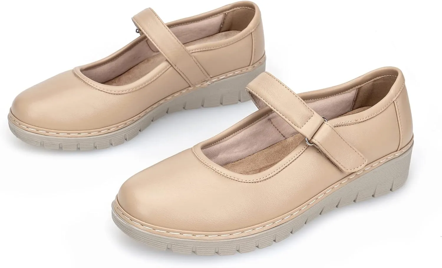 VJH confort Women s Mary Jane Flats, Breathable Comfort Round Toe Low Heel Slip-on Light Weight Walking Shoes