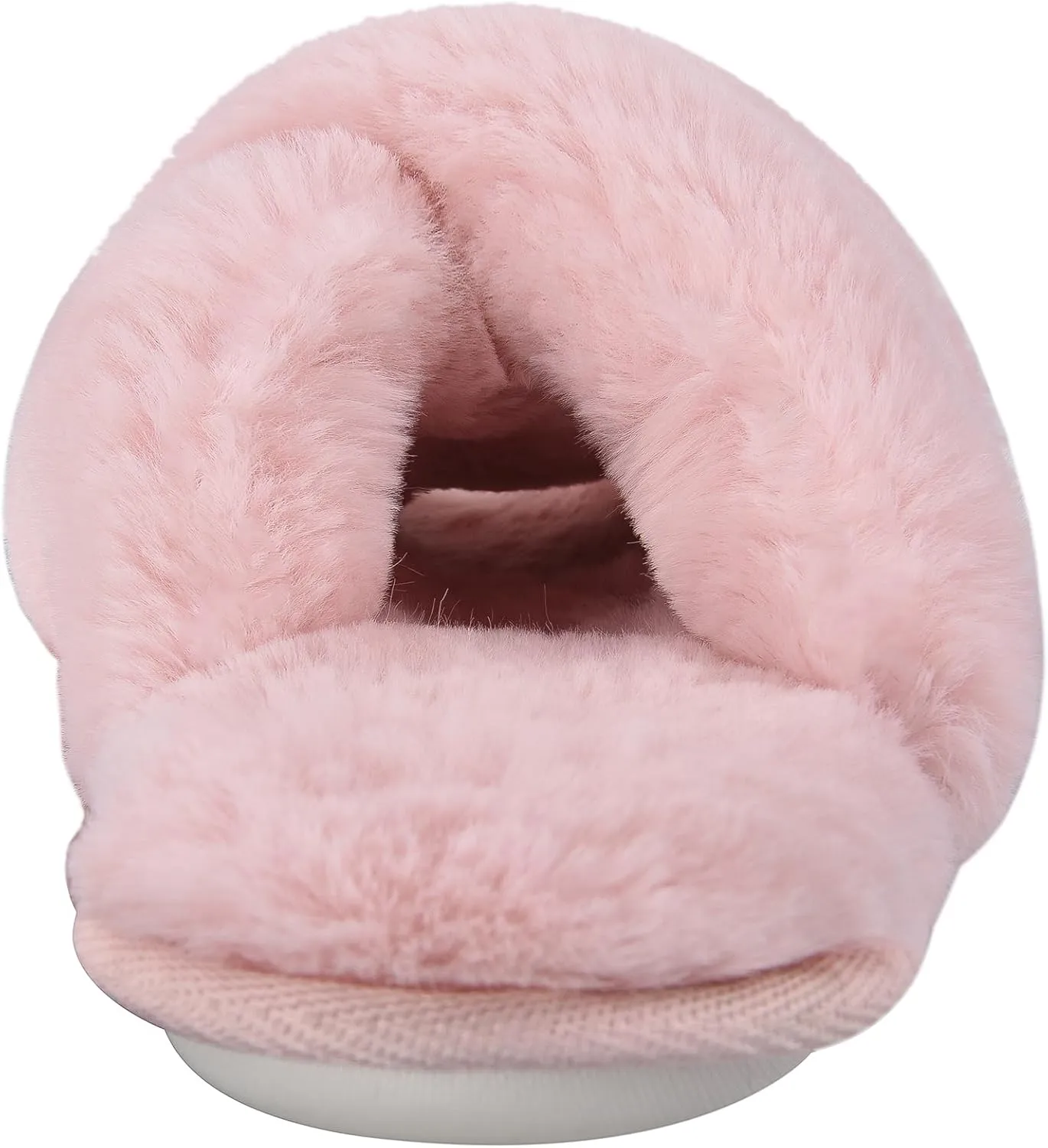 VONMAY Women's Soft Cross Band Slippers Plush Furry Slides Faux Fur Open Toe Comfy Slip On House Shoes