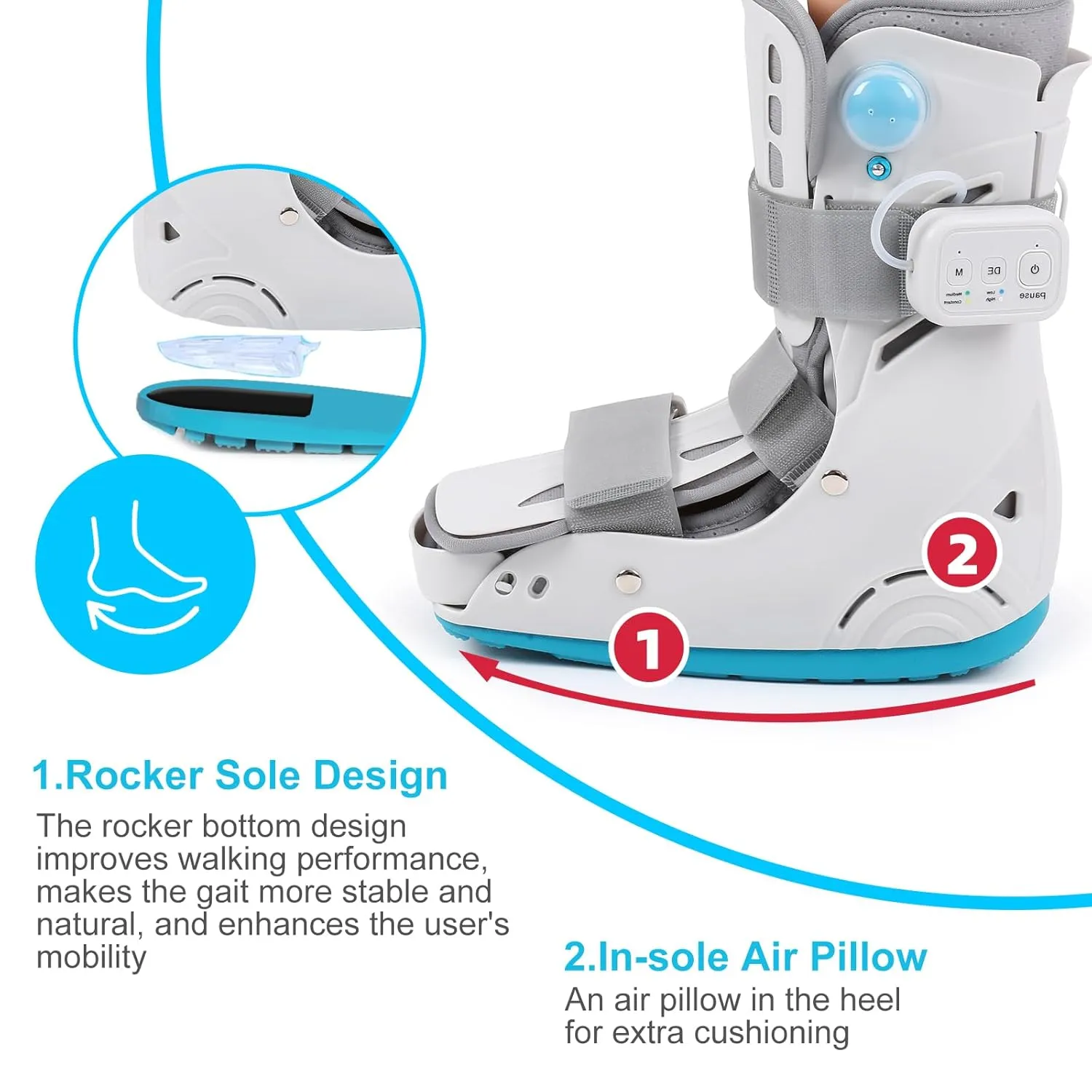 Walker Fracture Boot Automatic Air Pump Medical Inflatable Walking Boot Cam Boot for Sprained Ankle, Achilles Tendonitis, Stress Fracture, Broken Foot (AUTO Inflation, L)