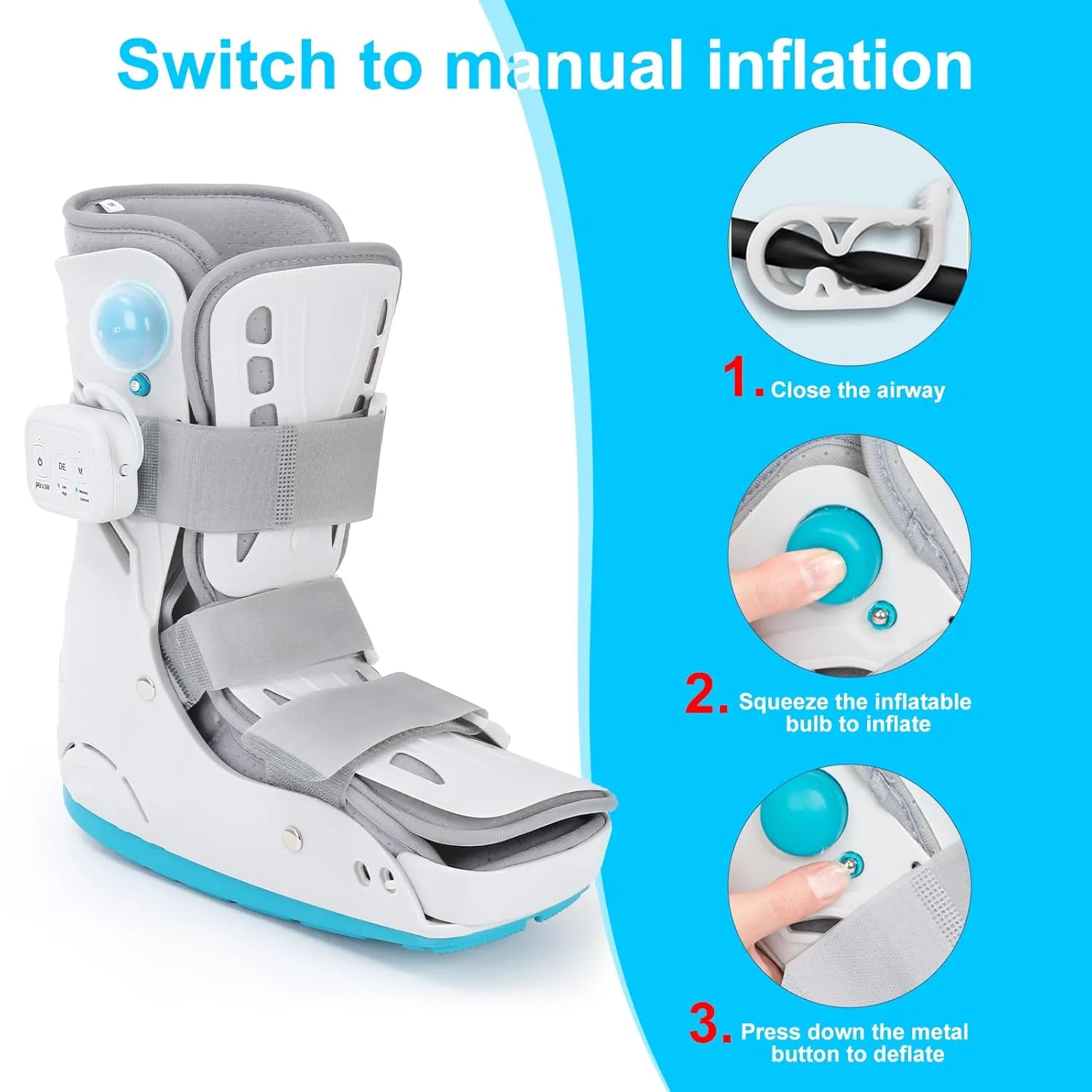 Walker Fracture Boot Automatic Air Pump Medical Inflatable Walking Boot Cam Boot for Sprained Ankle, Achilles Tendonitis, Stress Fracture, Broken Foot (AUTO Inflation, L)