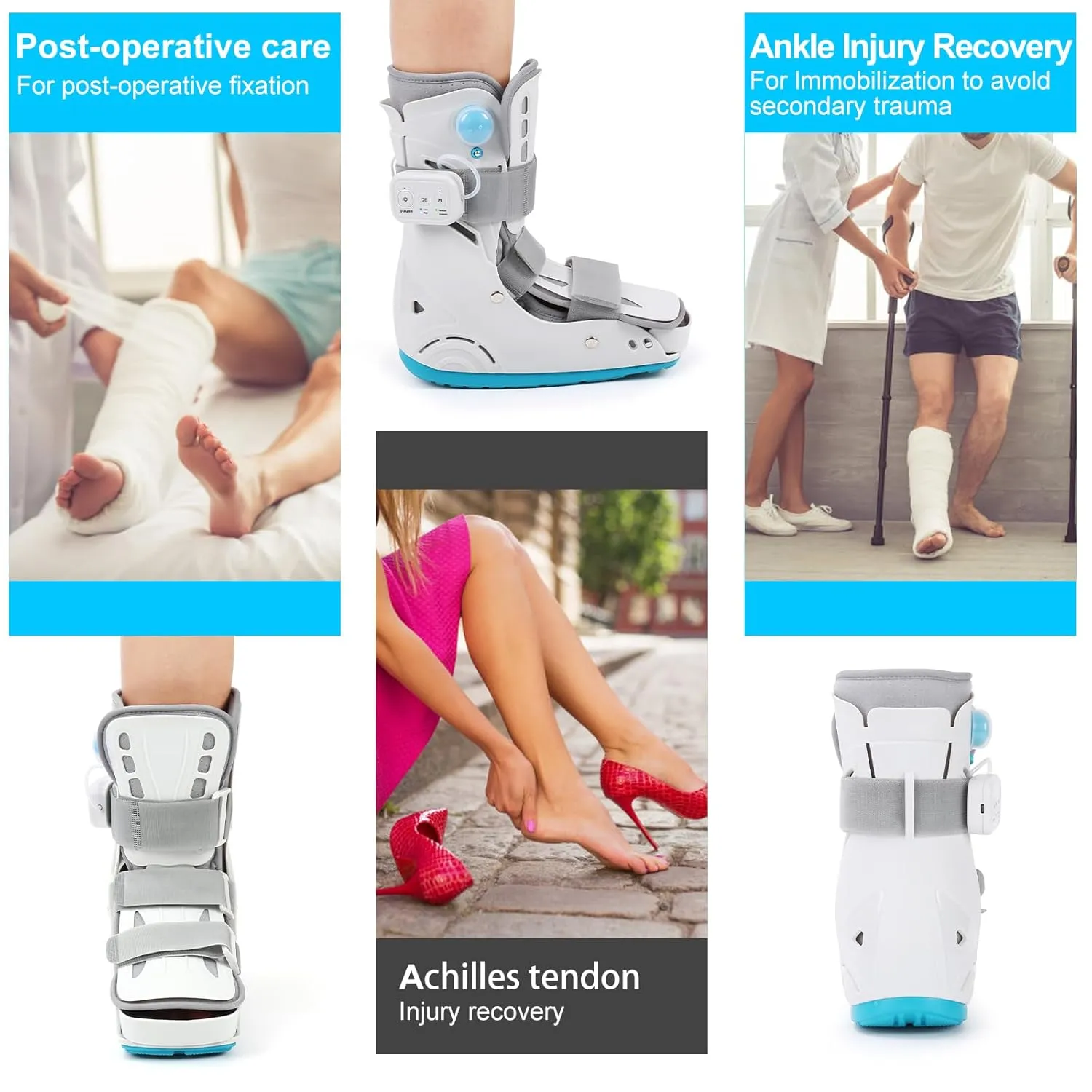 Walker Fracture Boot Automatic Air Pump Medical Inflatable Walking Boot Cam Boot for Sprained Ankle, Achilles Tendonitis, Stress Fracture, Broken Foot (AUTO Inflation, L)