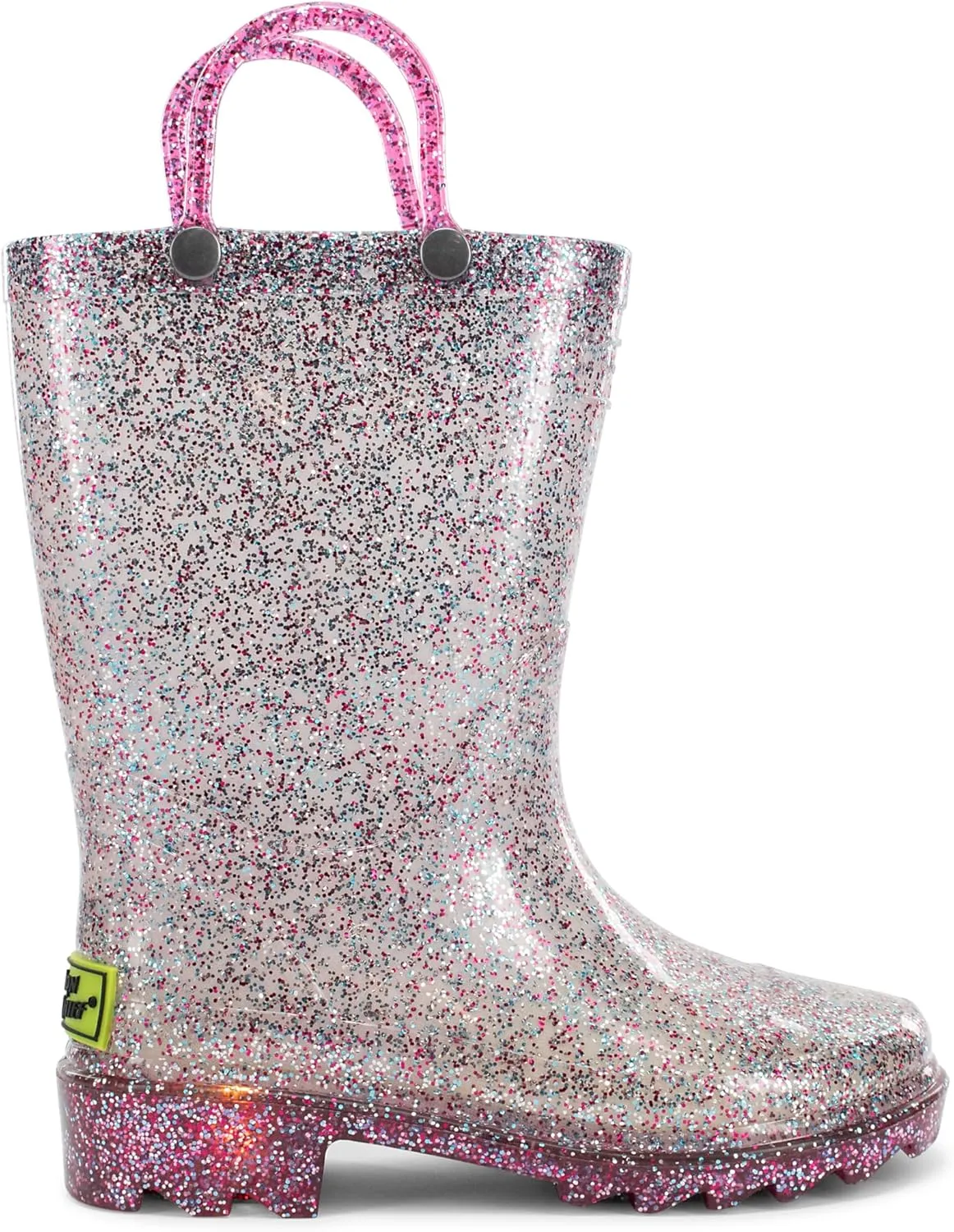 Western Chief Kids Glitter Lighted Waterproof PVC Boot, Multi, 11