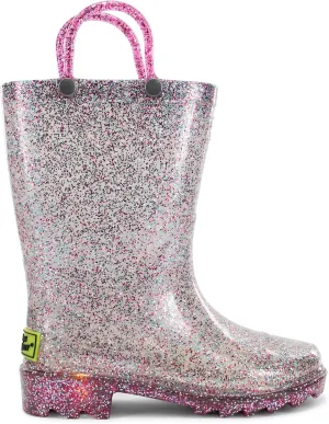 Western Chief Kids Glitter Lighted Waterproof PVC Boot, Multi, 11