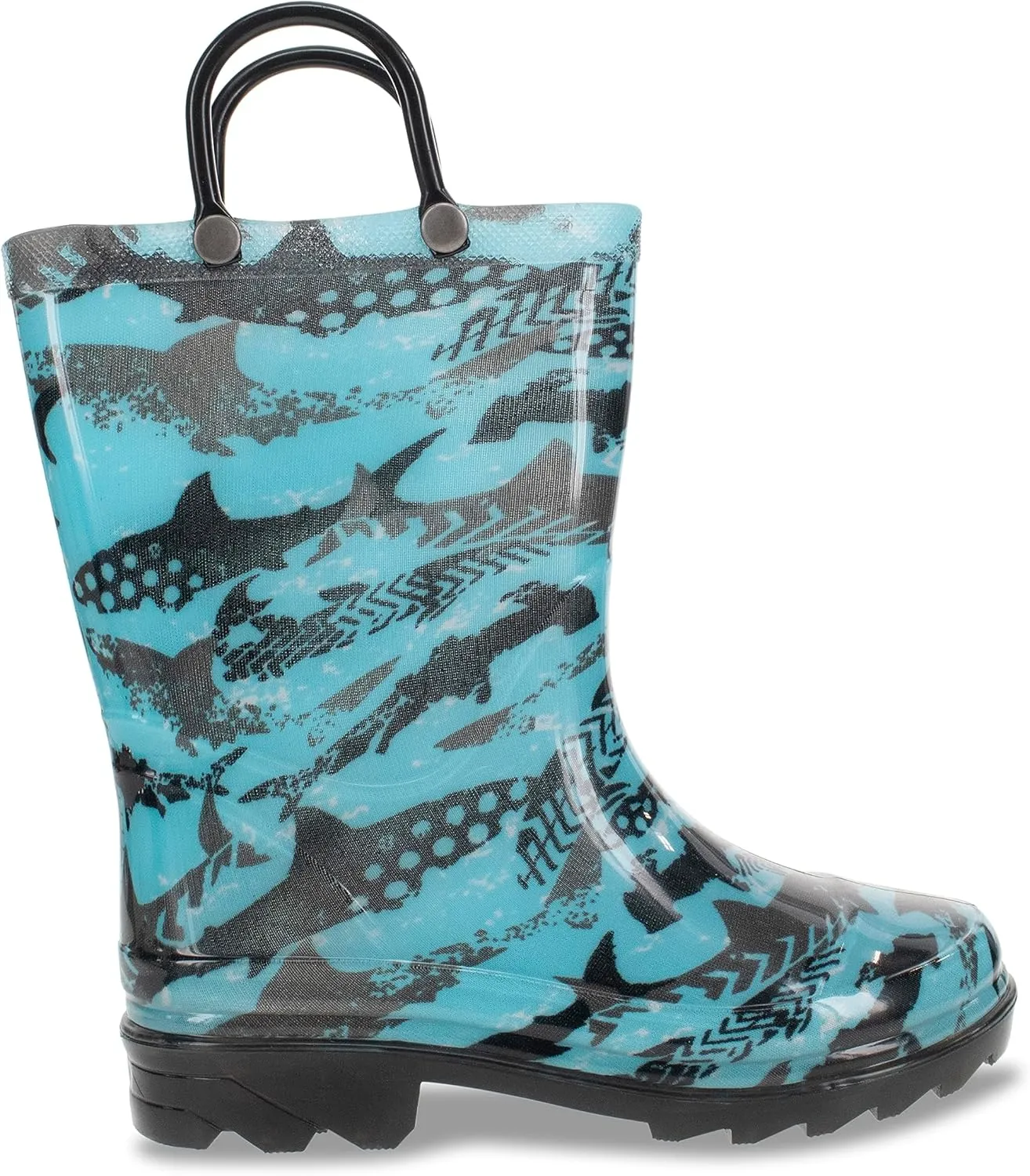 Western Chief Kids Waterproof Light Up Rain Boots With Handles for Easy On and Off for Boys and Girls