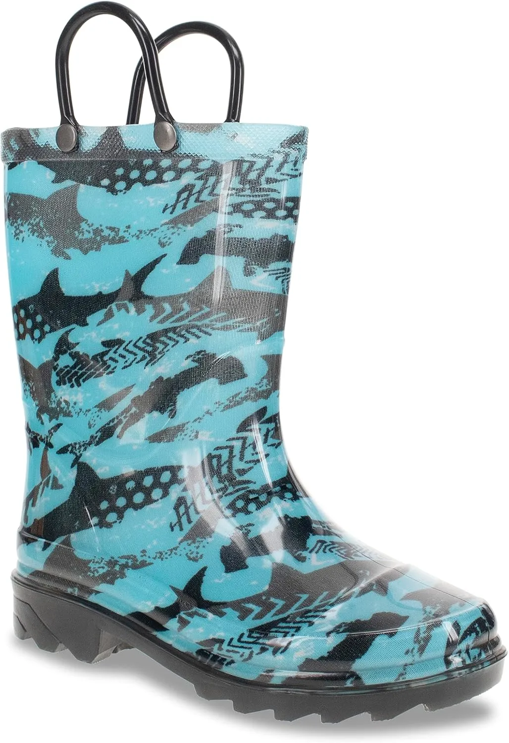 Western Chief Kids Waterproof Light Up Rain Boots With Handles for Easy On and Off for Boys and Girls