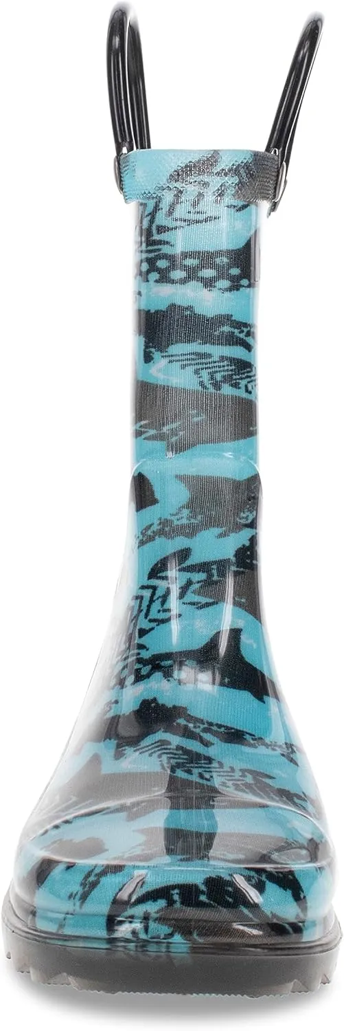 Western Chief Kids Waterproof Light Up Rain Boots With Handles for Easy On and Off for Boys and Girls