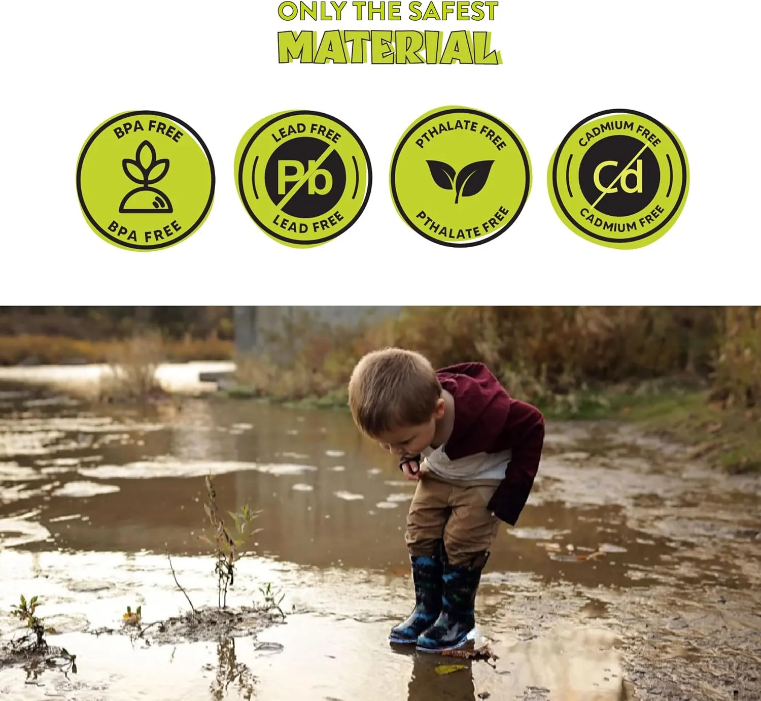 Western Chief Kids Waterproof Light Up Rain Boots With Handles for Easy On and Off for Boys and Girls