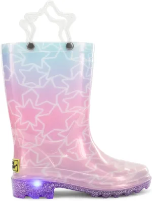Western Chief Kids Womens Light-Up Waterproof Rain Boots (Toddler/Little Kid) Glitter Stars 13 Little Kid Medium